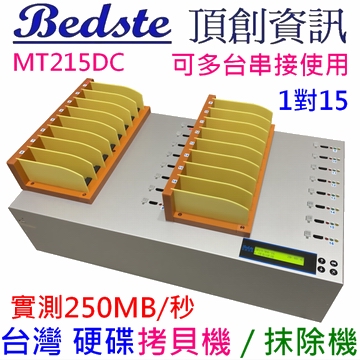 1對15 HDD/SSD/DOM 硬碟拷貝機 MT215DC 高速串接型 IDE/SATA SSD/硬碟對拷機,SSD/硬碟抹除機,SSD/硬碟複製機,SSD/硬碟備份機,具Log記錄輸出功能產品圖